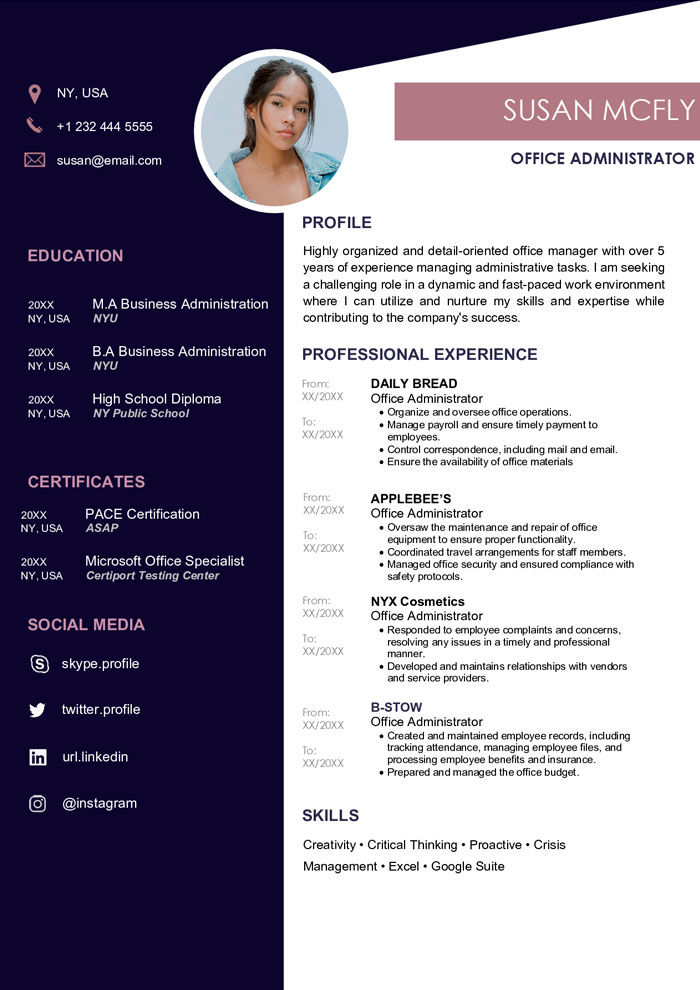 Sample Resume Format For Free Download Cv Word Templates
