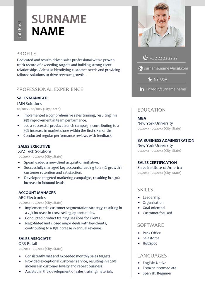 Blank Resume Template In Word - Free Download | Cv Doc