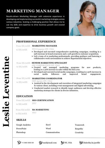 marketing resume example