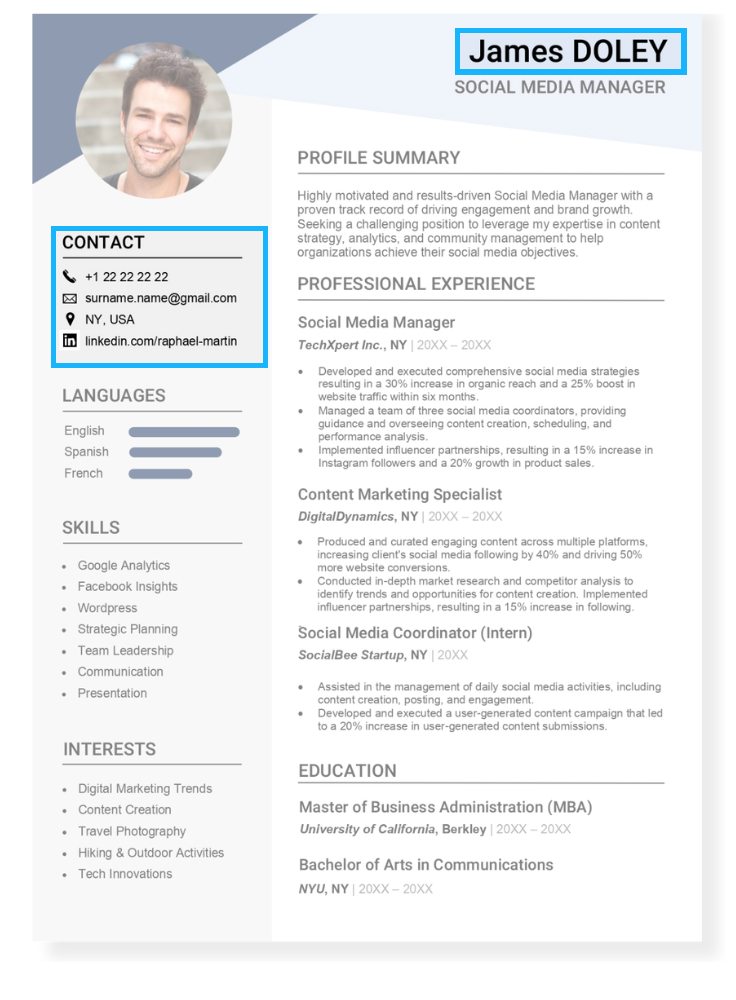 how to make a resume contact