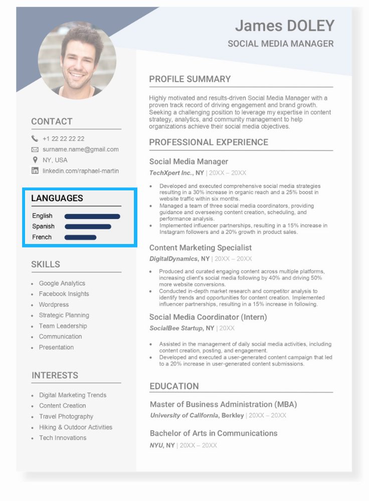 how to make a resume languages