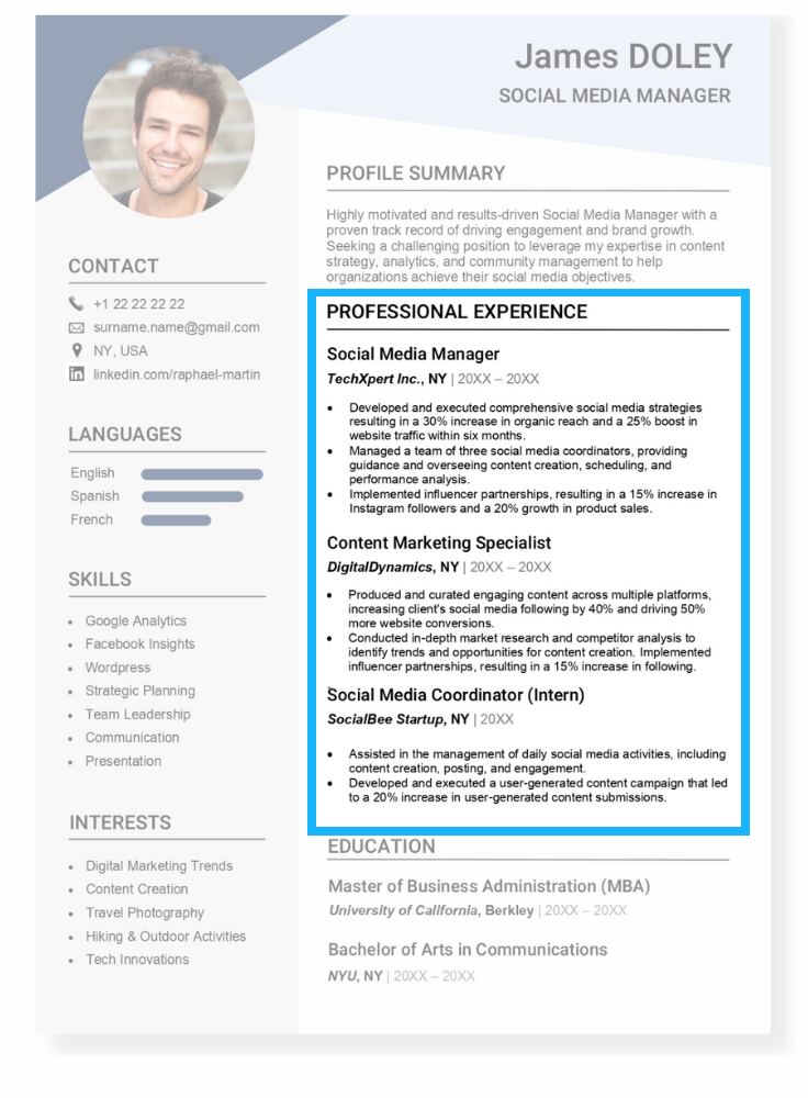 how to make a resume professional experience