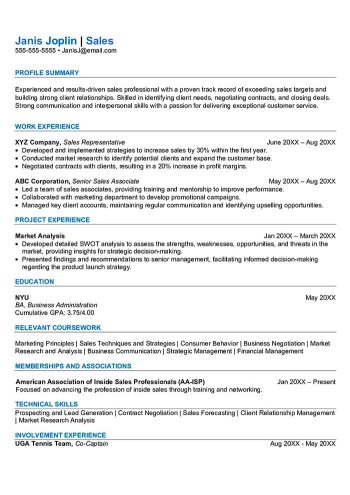 standard resume template