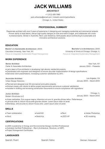 resume template ats black and white